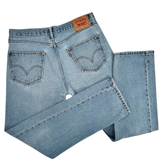 Levi's 505 Straight Leg Jeans Medium Wash Blue Broken In 100% Cotton | 34x32 10 - Picture 2 of 13